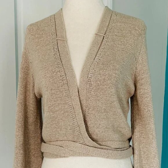Dolphin Sweaters - DOLPHINS Ballerina Waffle Knit Wrap Sweater (size S)